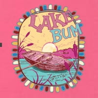 Divlji Bobby Lake Bum izlazak sunca za odmor Pink i Blue Humor Women Junior Fit V-izrez Tee, vruće ružičaste,