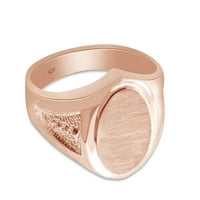 14K ružičasto pozlaćeni prsten od srebra srebrni za muškarce s vrhom na završnom obliku, veličina prstena