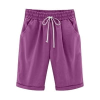 Ketyyh-Chn Hlače za žene Ljetne kratke hlače za žene Ležerne prilike elastične strugove Purple, M