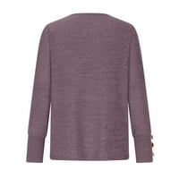 Ljetni vrhovi za žene Casual dugači s dugim rukavima Crewneck Dukseri Solid Boja Elegantni pulover Bluze