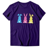 Zodggu Trendy Easter Bunny Print Crew Crt Laba Ležerne prilike Komforne bluze za žene Kratki rukav modni