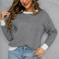 tklpehg ženska modna čvrsta boja labav dugi rukav modni okrugli džemper u obliku vrata Ležerne džemper