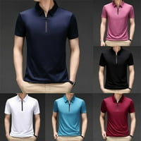 Fule MENS Zip Ice Silk Business Haljine Majice Kratki rukav Tee Pulover majica