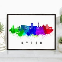 Pera Print Kyoto Skyline Japan Poster, Kyoto Cityscape Painting, Kjoto Japan Poster, Cityscape i znamenitosti