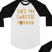 Sweet krompir Yam smiješna podudaranja za bejzbol košulje Slatke parove poklon