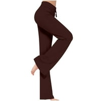 Ženske ležerne joge hlače Slim Fit Solid Boja širok noga visoki struk za vuču opuštene proljeće i ljetne