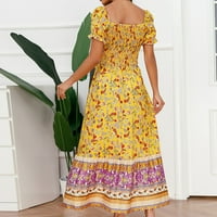 Ljetne haljine za žene Žene Ljeto Ležerne prilike kratkih rukava V-izrez Štamparije Slim haljina haljina
