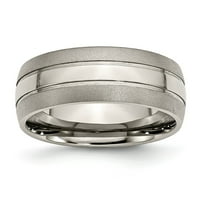 Čvrsti titanijum utora za muške mat mat brušene završne obrade i vjenčani prsten veličine 6