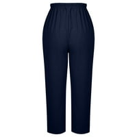 Hvyesh Capri gamaše za žene modne dame Ljetno casual labavo pamuk i posteljina džepa solidna hlače