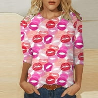 Majica s rukavima za ženske modne srčane tinejdžerske majice košulja okrugla vrata Slim Fit casual majica