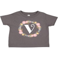 Inktastični monogram slovo V Rose cvjetna vijenca poklon toddler majica Toddler