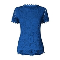 Ženski vrhovi Cvjetni bluza s kratkim rukavima Casual Women Ljeto V-izrez T-majice Plava 4xL