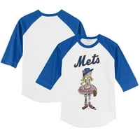 Toddler Tiny Turpap White Royal New York Mets Babes 3 majica 4-rukava Raglan