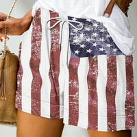 4. jula Američka zastava Štampanje za žene Pejock Žene Atletski kratke hlače Kartove Comfy Elastic pokazivači