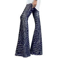 Sequin pantalone za žene visoki struk dno svjetlike širine palazzo pantalone noćni klub Sparkles pantalone