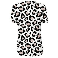 Bazyrey ženski vrhovi ženski modni casual udobnog tiskanog kratkih rukava tiskani top leopard print