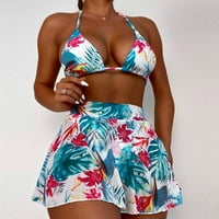 FESFESFES kupaće za žene dvodijelni bikini set tiskani plivar set Hawaii tiskani kupanje set trbuh kontrola