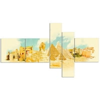 Art DesimanArt Kairo panoramski pogled Cityscape akvarel platnene print - bež u. Visoki - ploče