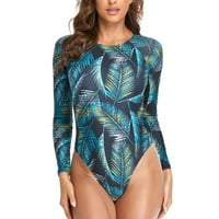 Zkozptok Jedan od ženskih kupaćim kostima s dugim rukavima Tropsko print bikini kupanje odijelo za surfanje