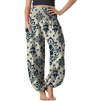 SKPBlutn Fashions Poroznost preklopi preko ženskih udobnih boho hlača labave joge hlače hipi pidžama