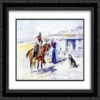 Charles M. Russell Matted Crnarna ukrašena uokvirena Art Print 'Deomitmanov dom u rasponu'