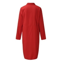 Mveomtd ženske haljineV-izrez dugih rukava s duljinom partijnjom rugane ženske haljine crvene boje