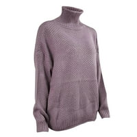 Duks Riforla za žene jesen zimski pleteni pleteni džemper pulover Femme Solid Boja dugih rukava Visoki