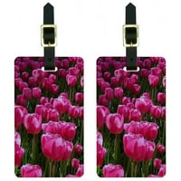 Polje ružičaste tulipane prtljage Oznake kofera za nošenje kofera, skup od 2
