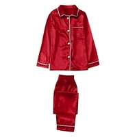 Pajamas roditelj-dječja odjeća za djecu meka i udobna bluza s dugim rukavima i donju salonu crvena,