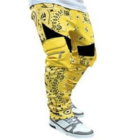 Avamo muške pantalone ravne noge casual pantalone muške crtež sportskih dna sa džepovima Žuta l