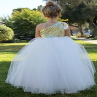 Ekidsbridal jedno-rame Sequin tutu cvjetna djevojka haljina za vjenčanje Otac kćerke za ples svečano