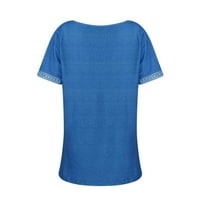 Ženske vrhove bluza Žene kratki rukav Ležerne majice Kvadratni dekolte ljeto plave s