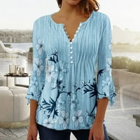 MLQIDK Ženske vrhove bez rukava žene Henley Top Dugmas kratki rujni bluze Flowy Sakrij trbušni tunic