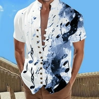 Majica V izrez muškarci muški 3D digitalni ispis džep kopča rever majica kratkih rukava