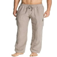 Paille muške ravno ležerne salona ugrađene jogger pantalone elastični struk joga hlače dno sive s