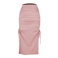 Qazqa ženska moda ruširana čvrstog struka STRETNI SLIM suknja Maxi suknja ružičasta s