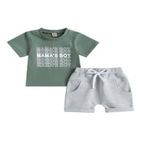 Diconna Newborn Baby Boy Outfits Set ljetno slovo Ispis majica kratkih rukava sa čvrstim kratkim hlačama