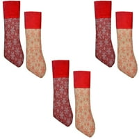 Set božićne kuće Jute Snowflake čarape sa baršunastim manšetama