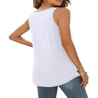 Colisha Dame Ljeto Top Solid Color T majice bez rukava za punjenje Boemian Holiday Crew Bluza White