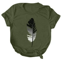 APEPAL Womens Ljetna casual majica bluza s kratkim rukavima O-izrez Pismo tiskanje Tunnic Pulover Army