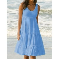 Haljina modne praznične haljine za odmor Ljeto bez rukava na plaži Žene čvrste ženske haljine