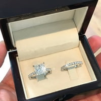 Kvadratni srebrni kubični cirkonij Bridal Rhinestone Angažman prsten Full Diamond cirkonijski pasijans