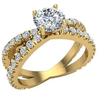 Cross Split Shank okrugli prsten za briljantni dijamant 1. CT TW 18K zlato