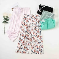 Žene cvjetne pidžame dno noćne hlače široke noge meke pantalone za spavanje Capri hlače nacrtavaju joggers