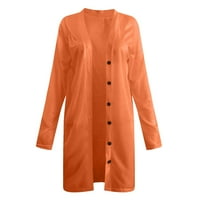 Symoid Womens Cardigan kaputi - modni čvrsti labavi kardni rukav karata za jesen kaput narančasta