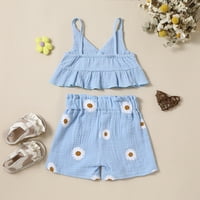 Djevojčica Ljetna odjeća Toddler Halter Halter Top Cvjetni print Hthars za djecu Outfit 18- mjeseci