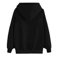 Vremenski ženski božićni tisak Dugi rukav džep casual dukserice s kapuljačom pulover bluza, crna, m