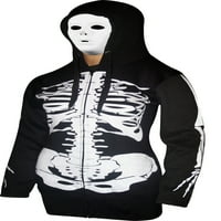 Žene otvoreno lice za kostur duksela HOODIE Halloween kostim dugačak hoodie crna s