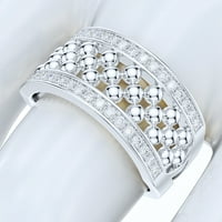 Sterling Silver Wide Split Slip Beads Bubbles Balls Simulirani okrugli sjajni rez dijamantski prsten