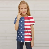 4. jula Djevojčica Toddler Majica kratki rukav Ležerni bluza Neovisnosti Dan Ispiši crni 130